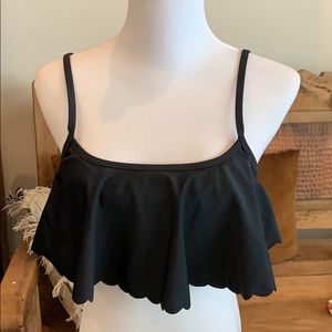 nwot roxy ruffle black top